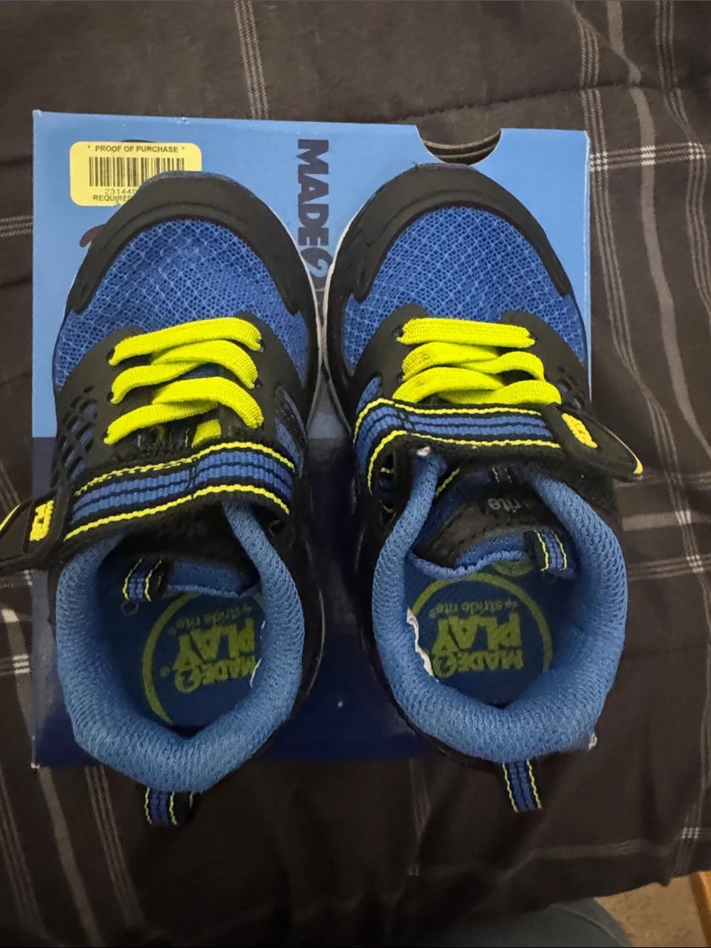 Stride Rite Boys Blue and Neon Yellow Athletic Sneakers
